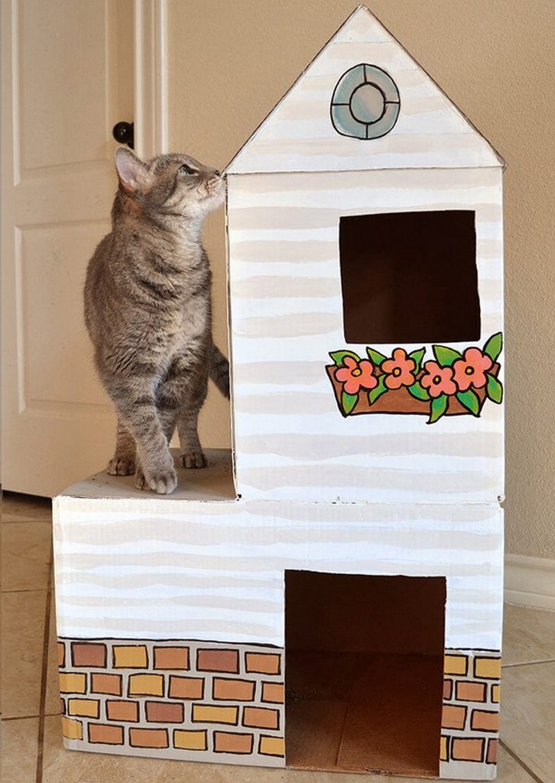 домик для кошки из коробки